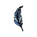 Blue stylized feather vector for boho and textile art Royalty Free Stock Photo