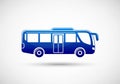 Blue stylized icon of a bus on a white background. The design features smooth, continuous lines and Royalty Free Stock Photo