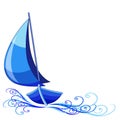 Sailing Boat Ship Logo Stylized Abstract Design Vector