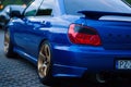 Subaru Impreza WRX Blobeye with gold wheels and smoked taillights Royalty Free Stock Photo