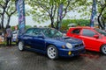 Blue Subaru Impreza WRX bugeye in JDM Fest 2023 parking lot Royalty Free Stock Photo