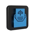 Blue Subpoena icon isolated on transparent background. The arrest warrant, police report, subpoena. Justice concept