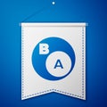 Blue Subsets, mathematics, a is subset of b icon isolated on blue background. White pennant template. Vector