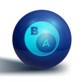 Blue Subsets, mathematics, a is subset of b icon isolated on white background. Blue circle button. Vector
