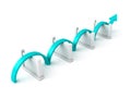 Blue success arrow overcome barriers Royalty Free Stock Photo