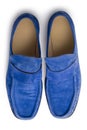 Blue suede shoes from above Royalty Free Stock Photo