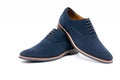 The blue suede shoes on white background Royalty Free Stock Photo