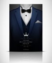 Blue suit and tuxedo with black bow tie Royalty Free Stock Photo