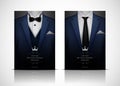 Blue Suit and Tuxedo with bow tie Royalty Free Stock Photo