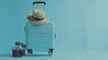 The blue suitcase and hat. AI generated Royalty Free Stock Photo