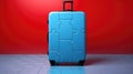 A blue suitcase with pieces of puzzle pieces on it, AI