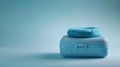 The blue suitcase with pillow.AI generated image Royalty Free Stock Photo