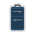 blue suitcase travel equipment cut line Royalty Free Stock Photo