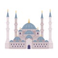 Blue Sultan Mosque as Turkey Building Vector Illustration