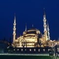 Blue Sultanahmet Mosque at night time , Istanbul, Turkey Royalty Free Stock Photo