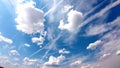 Blue summer sky with white clouds above us Royalty Free Stock Photo