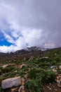 blue summer skys and clouds around mountain view Royalty Free Stock Photo