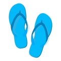 Blue summer slippers on white background