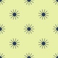 Blue Sun icon isolated seamless pattern on yellow background. Summer symbol. Good sunny day. Vector Illustration Royalty Free Stock Photo