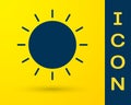Blue Sun icon isolated on yellow background. Summer symbol. Good sunny day. Vector Illustration Royalty Free Stock Photo