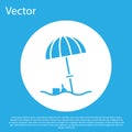 Blue Sun protective umbrella for beach icon isolated on blue background. Large parasol for outdoor space. Beach umbrella Royalty Free Stock Photo