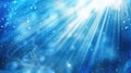 Blue sun rays underwater. Abstract ocean background for design and print Royalty Free Stock Photo