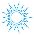 Blue sun symbol. Stylized rays star icon