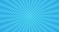 Blue sunbeams halftone background. Vector illustration.