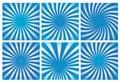 Blue sunburst background set