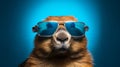 Blue Sunglasses Ground Squirrel: A Striking Digital Surrealism Artwork