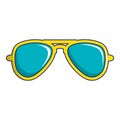 Blue sunglasses icon, cartoon style Royalty Free Stock Photo