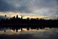 Blue sunrise at Angkor Wat Temple with reflection in Lake Siem Reap, Cambodia Royalty Free Stock Photo