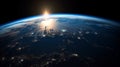 blue sunrise, view of earth from space Royalty Free Stock Photo