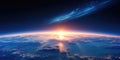 Blue Sunrise, View Of Earth From Space A Stunning View Of Earth From Space During Royalty Free Stock Photo