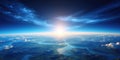 Blue Sunrise, View Of Earth From Space A Stunning View Of Earth From Space During A Tranquil Blue Sunrise Royalty Free Stock Photo