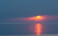 Blue on Blue Sunset on Lake Huron Royalty Free Stock Photo
