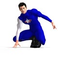 Blue Super Hero saving the world Royalty Free Stock Photo