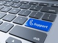 Blue support keyboard button.3d illustration Royalty Free Stock Photo