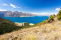 Blue surface of Lake Hawea, Central Otago, NZ