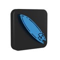 Blue Surfboard icon isolated on transparent background. Surfing board. Extreme sport. Sport equipment. Black square