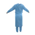 Blue surgeon dress. Back view. Isolated on white. 3D illustration