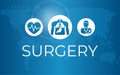 Blue Surgery Illustration with World Map Background Banner