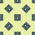 Blue Suspect criminal icon isolated seamless pattern on yellow background. The criminal in prison, suspected near the