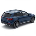 Blue SUV with a sleek, modern design viewed from the rear three-quarters. Features Royalty Free Stock Photo
