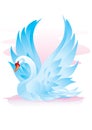 Blue swan spread its wings and is about to take off, hope, love, beauty, vector illustration Royalty Free Stock Photo