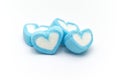 Blue sweet heart shape marshmallow.