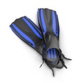 Blue swim fins on white. 3D Illustration Royalty Free Stock Photo