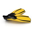 Blue swim fins on white. 3D Illustration