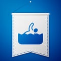 Blue Swimmer athlete icon isolated on blue background. White pennant template. Vector Royalty Free Stock Photo