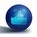 Blue Swimmer athlete icon isolated on white background. Blue circle button. Vector Royalty Free Stock Photo